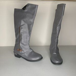 Womens EU Size 38 US Size 7.5 Grey Tall Boots